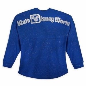 Disney Parks Walt Disney World Wishes Come True Spirit Jersey Blue Glitter Small